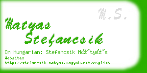 matyas stefancsik business card
